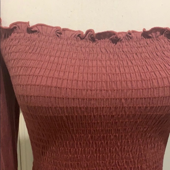 Gaze Stretchy Off The Shoulder Crop Top Boho Solid - Picture 2 of 5